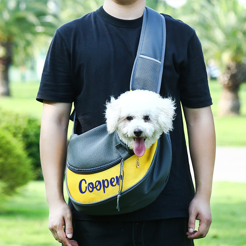 Personalized Hands Free Breathable Mesh Dog Sling Carrier | BKPet189