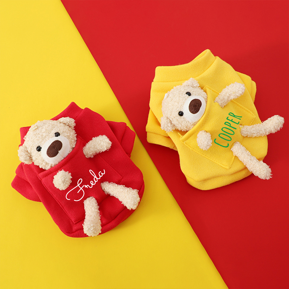 Personalized Pet Lovely Plush Warm Shirt With Bear | BKPet236