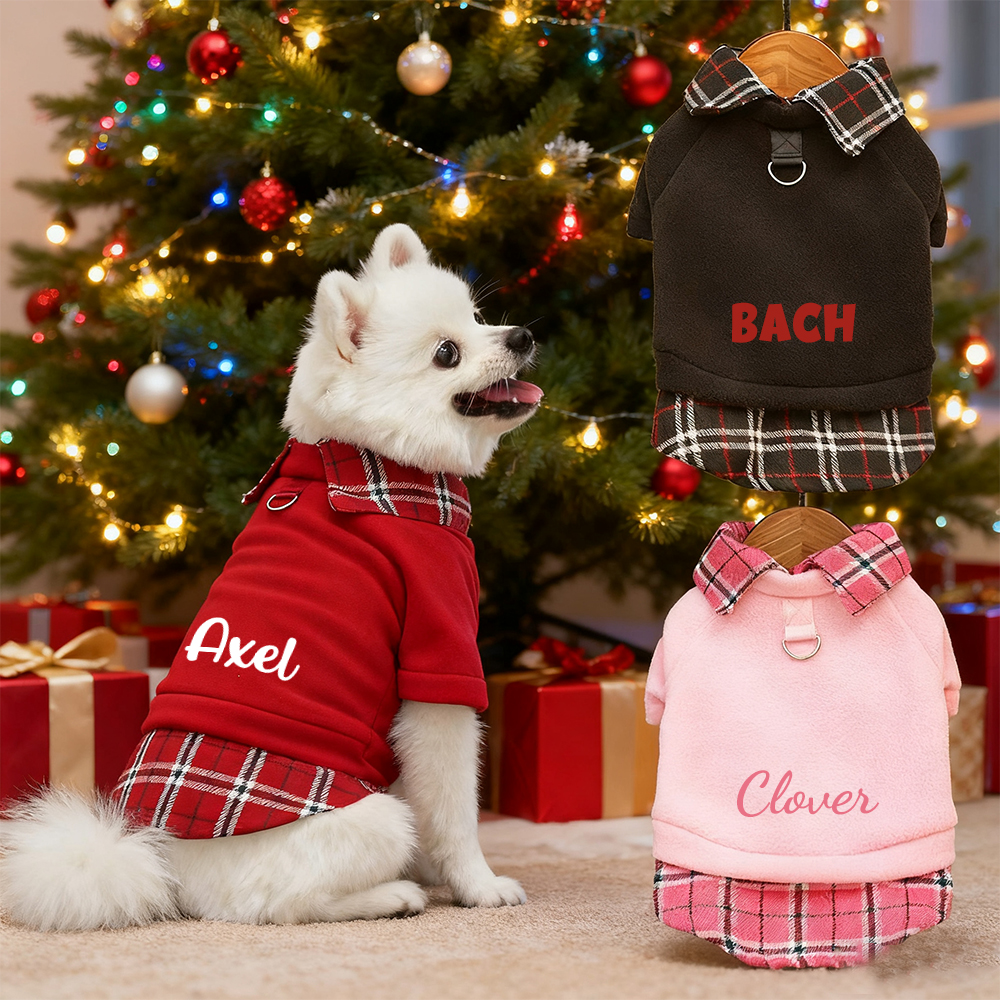 Personalized Pet Grid Collar Fleece Sweatshirt | BKPet244