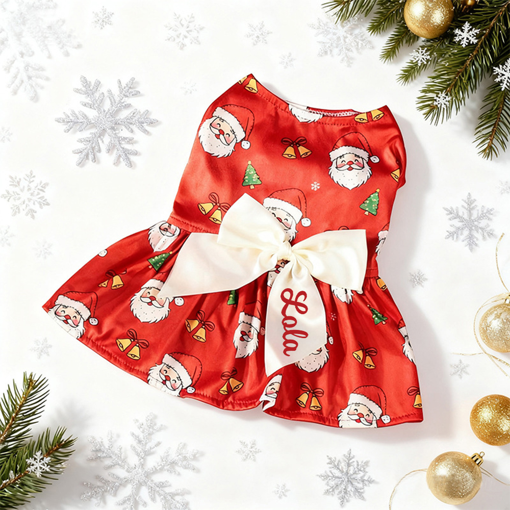 Personalized Pet Large Size Christmas Lovely Bow Dress | MCGift197