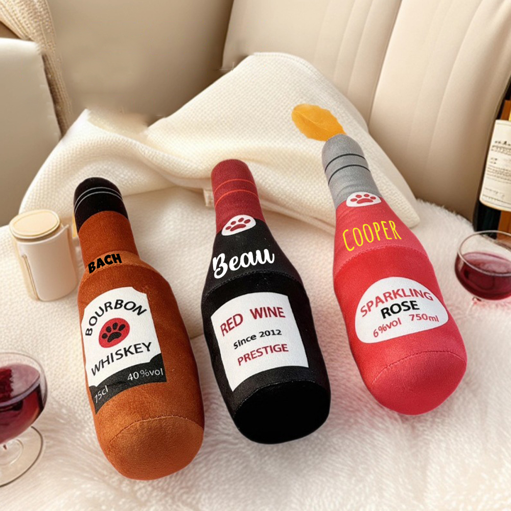 Personalized Pet Durable Wine Bottles Squeaky Toy | BKPet291