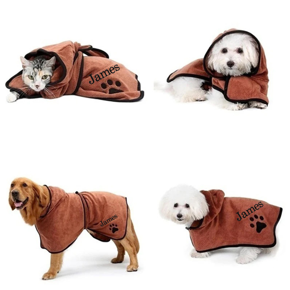 Personalized Pet Embroidery Soft Bathrobe Towel | BKPet92