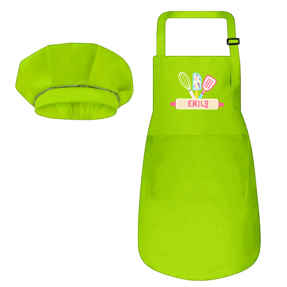 Personalized Embroidery Color Apron and Hat Set for Kid | MNKid12