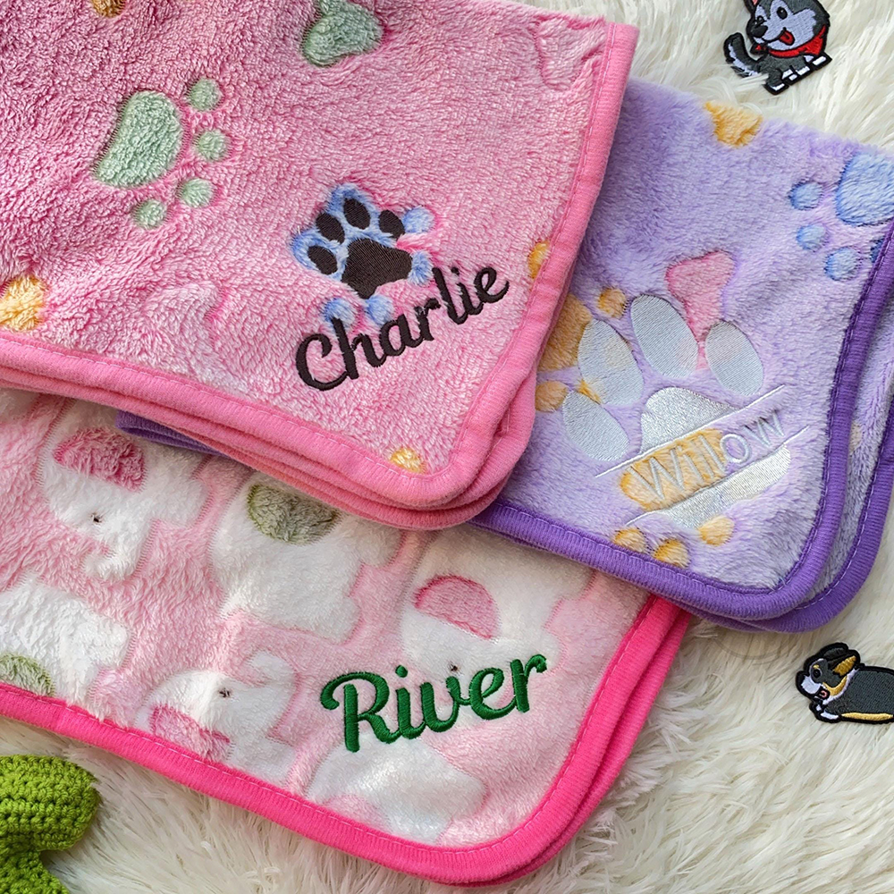 Personalized Embroidered Lovely Flannel Pet Blanket | BKPet353