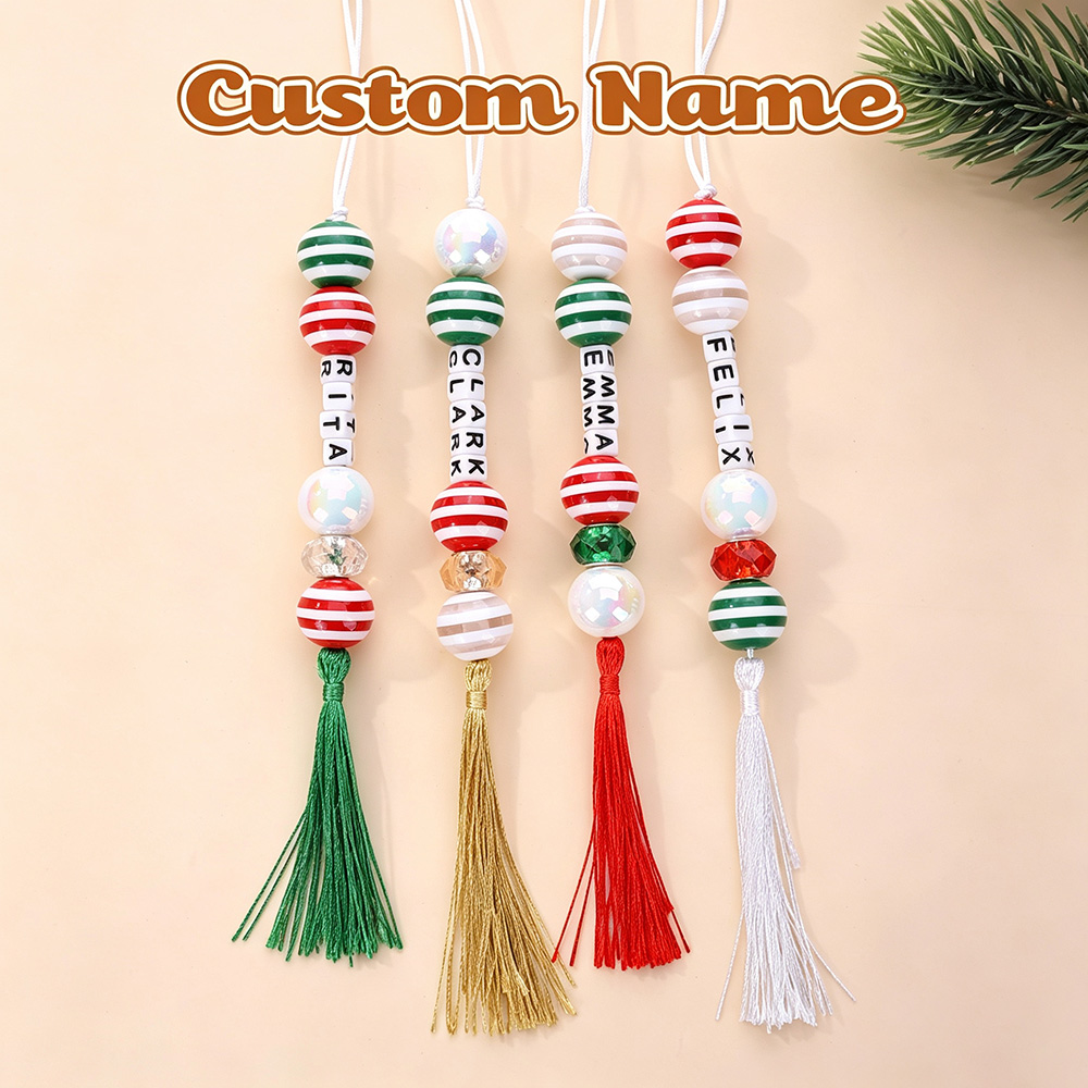 Personalized Beaded Tassel Family Christmas Tree Ornament | MNGift40