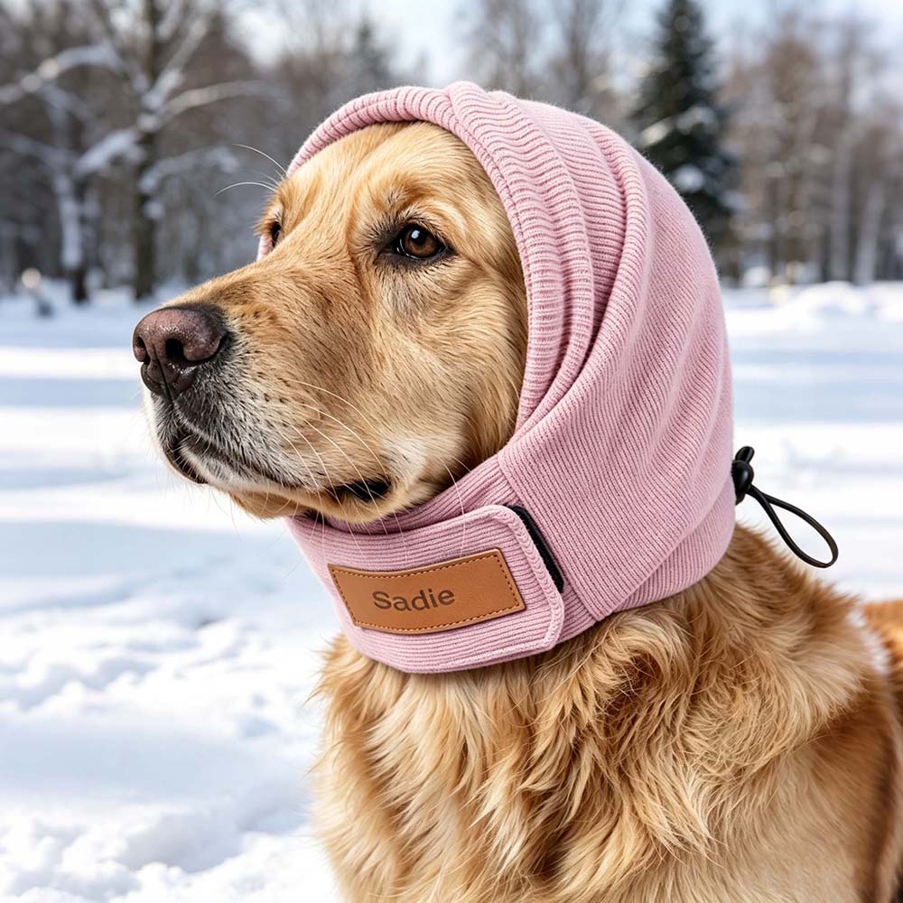 Personalized Dog Ear Cover Snood with Leather Patch | MNAccs123