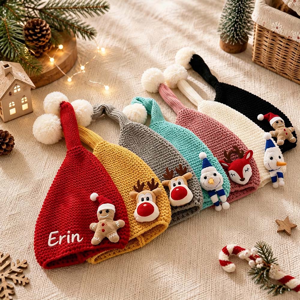 Personalized Embroidered Kids Christmas Knit Santa Hat | MNBaby15
