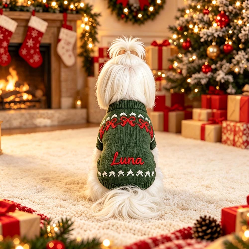 Personalized Embroidered Pets Christmas Knit Sweater | MCGift413