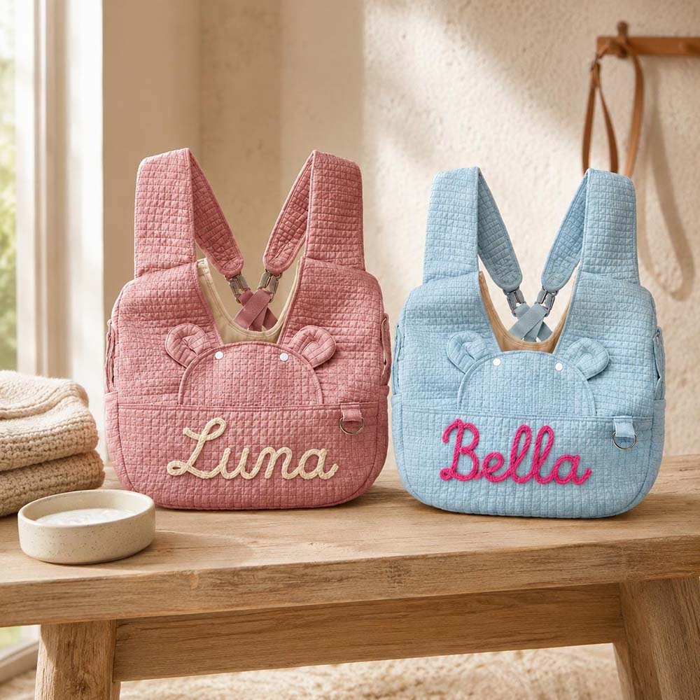 Personalized Hand Embroidered Quilted Pet Carrier Bag | BKPet605