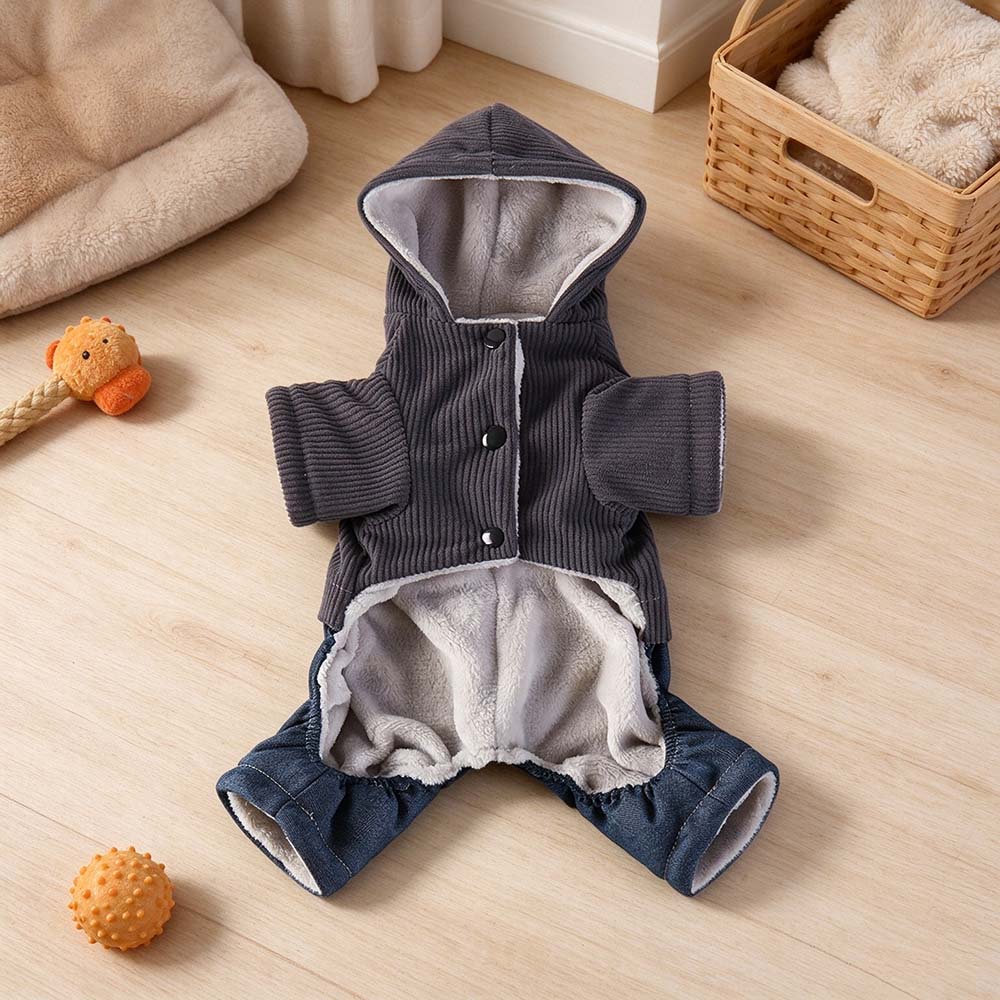 Personalized Embroidered Corduroy Hooded Dog Outfit | BKPet655