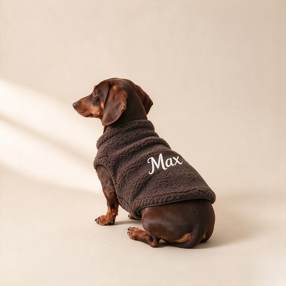 Personalized Embroidered Pets Warm Sweater & Sherpa Vest Set | MNCloth298