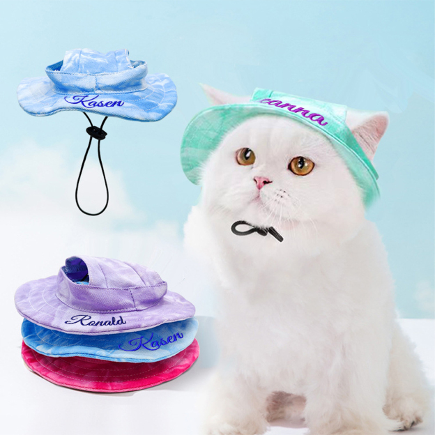 Personalized Embroidery Pet Sun Hat with Ear Holes | BKPet66