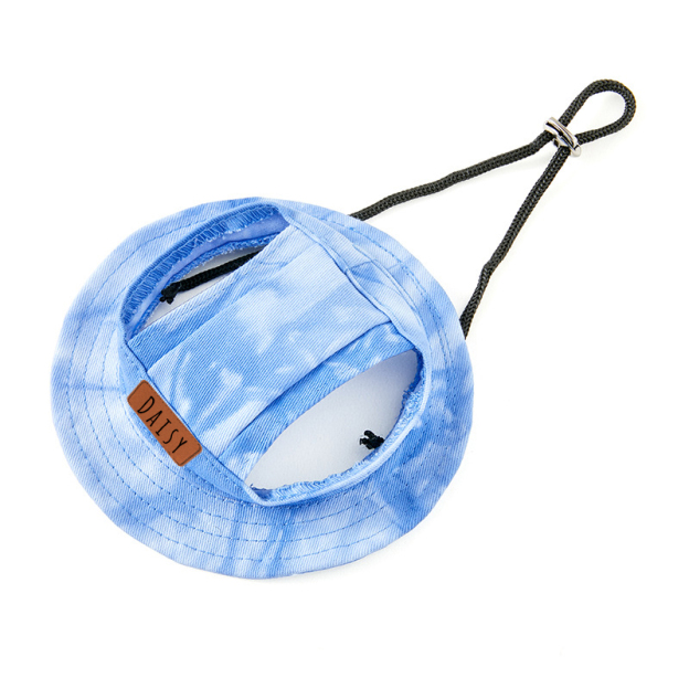 Personalized Leather Patch Pet Sun Hat with Ear Holes | BKPet68