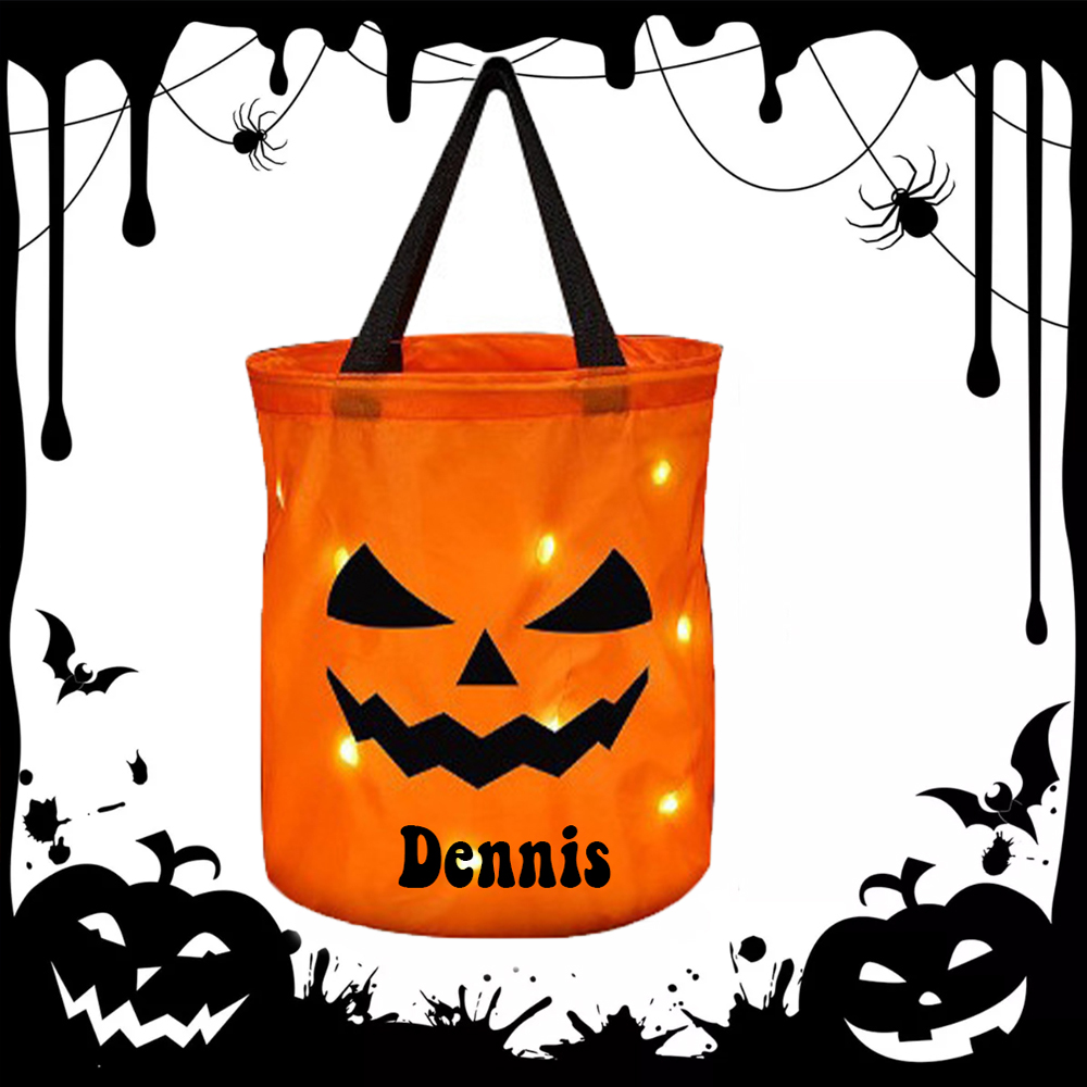 Personalized Halloween LED Light Pumpkin Bucket | MNHalloween07