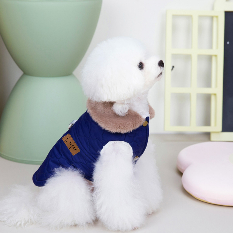 Personalized Leather Patch Pets Warm Jacket | BKPet93
