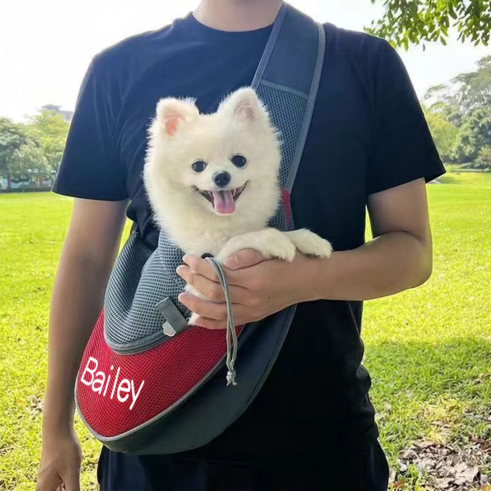 Personalized Hands Free Breathable Mesh Dog Sling Carrier | BKPet189