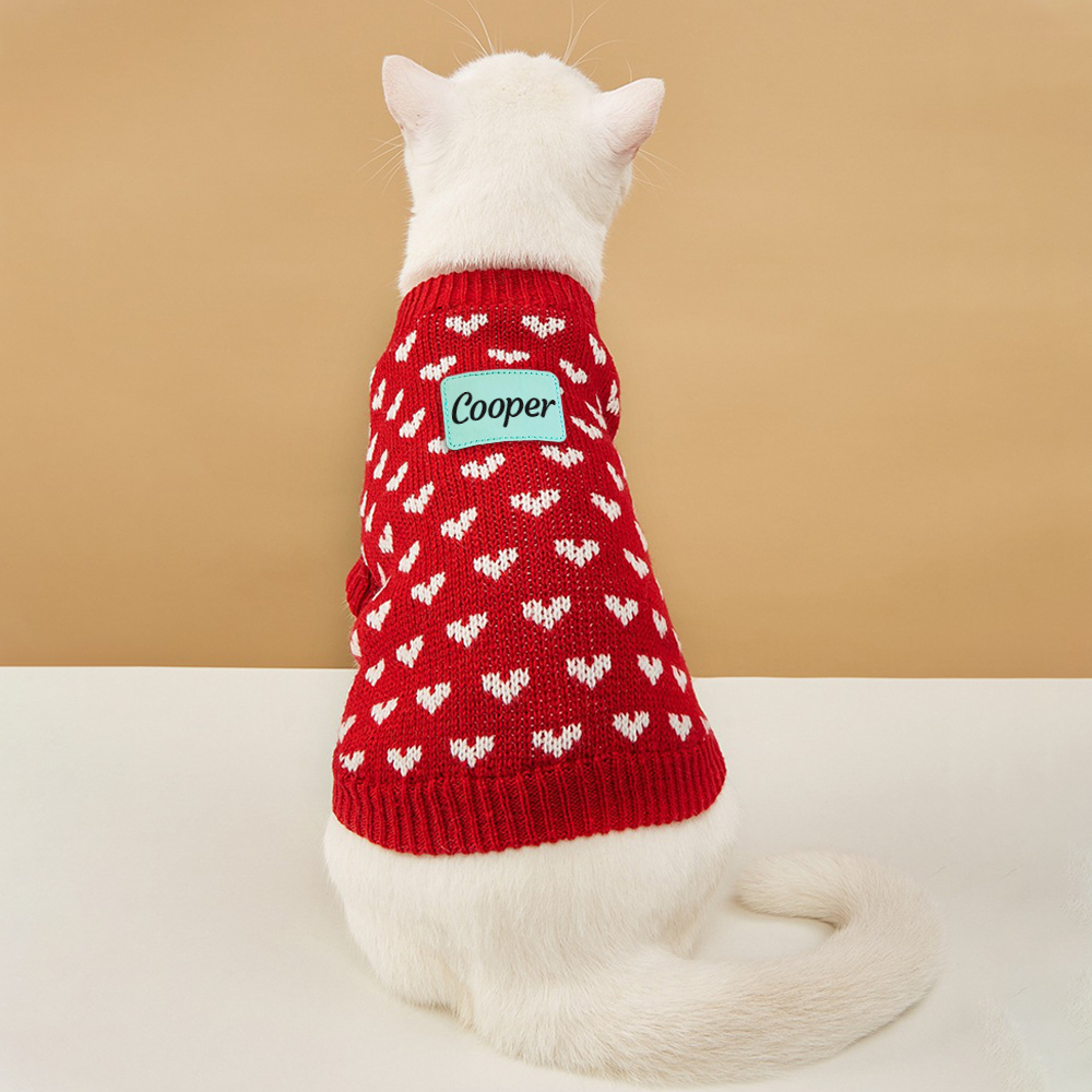 Personalized Leather Patch Pets Love Heart Sweater | BKPet201