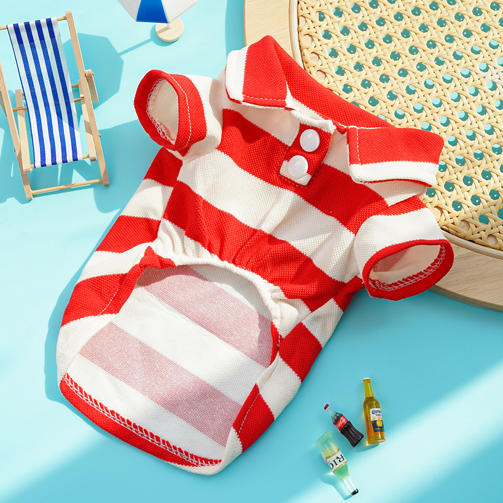 Personalized Leather Patch Pet Stripe Polo Shirt | BKPet223