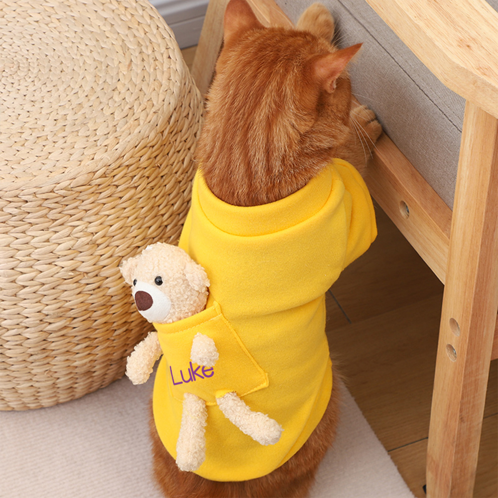 Personalized Pet Lovely Plush Warm Shirt With Bear | BKPet236