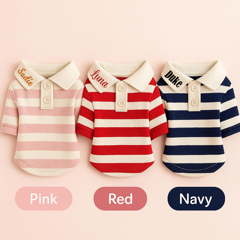 Personalized Pet Striped Polo Shirt | KKPet399