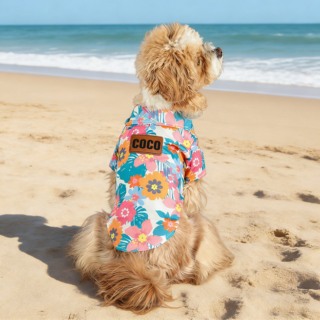 Personalized Leather Patch Hawaiian Pet Shirt/Dress | BKPet458