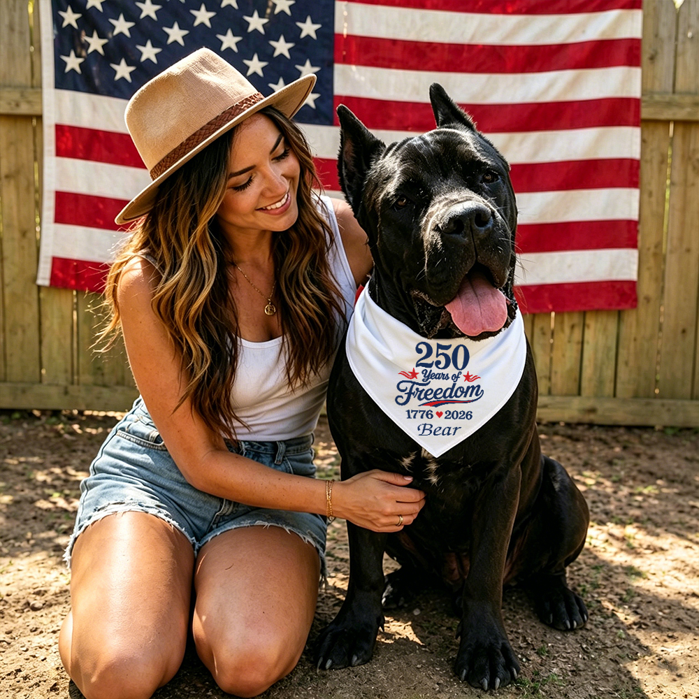 Personalized 250th Anniversary Independence Day Dog Bandana | BKPet508