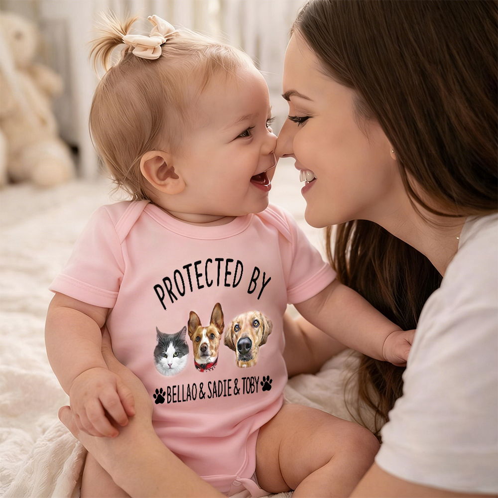 Personalized Baby Protected By Pets Shirt | MNBaby03