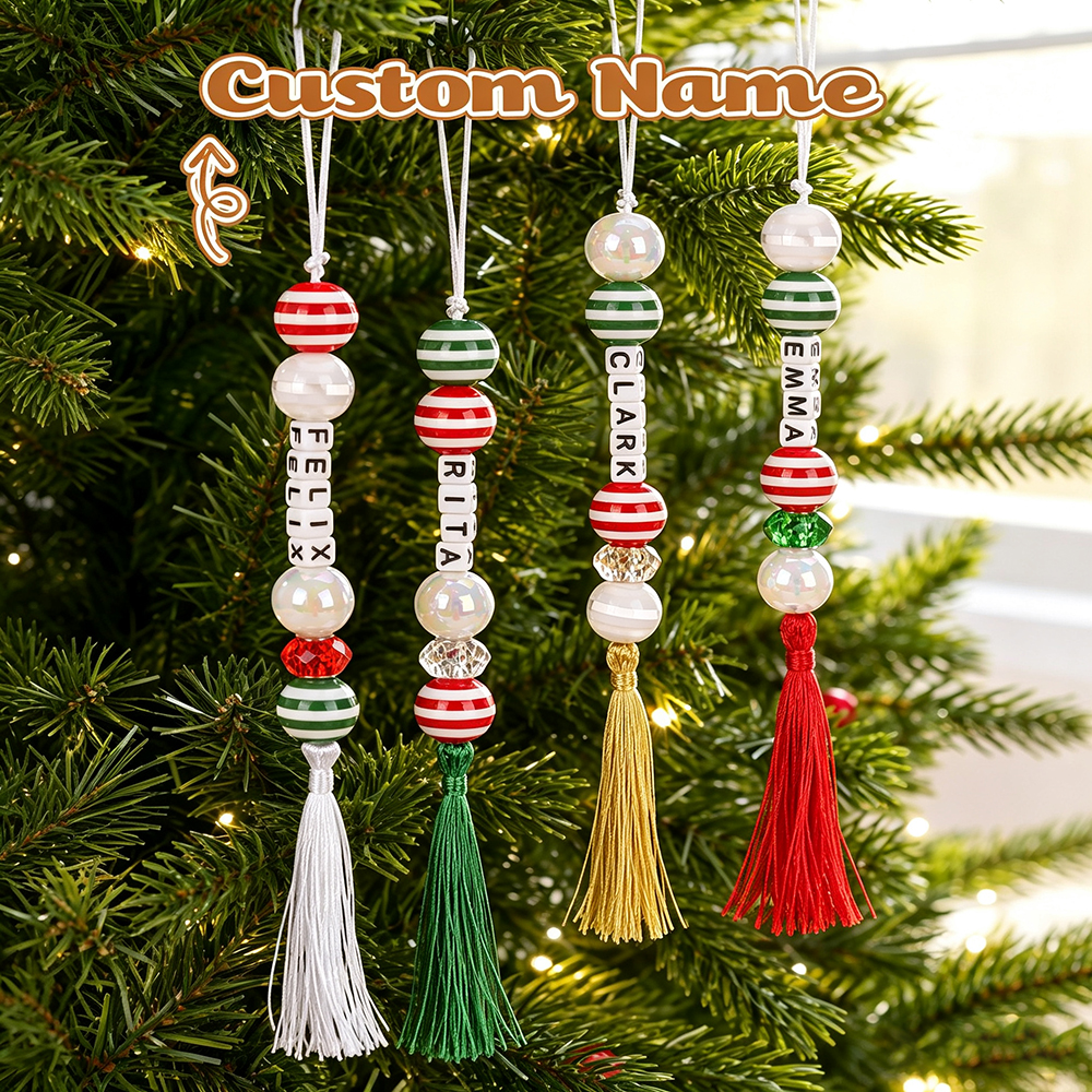 Personalized Beaded Tassel Family Christmas Tree Ornament | MNGift40
