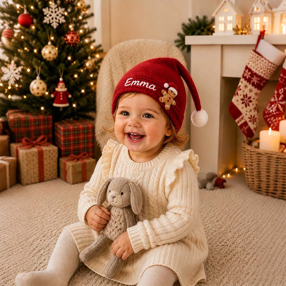 Personalized Embroidered Kids Christmas Knit Santa Hat | MNBaby15
