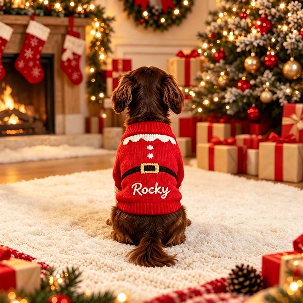 Personalized Embroidered Pets Christmas Knit Sweater | MCGift413