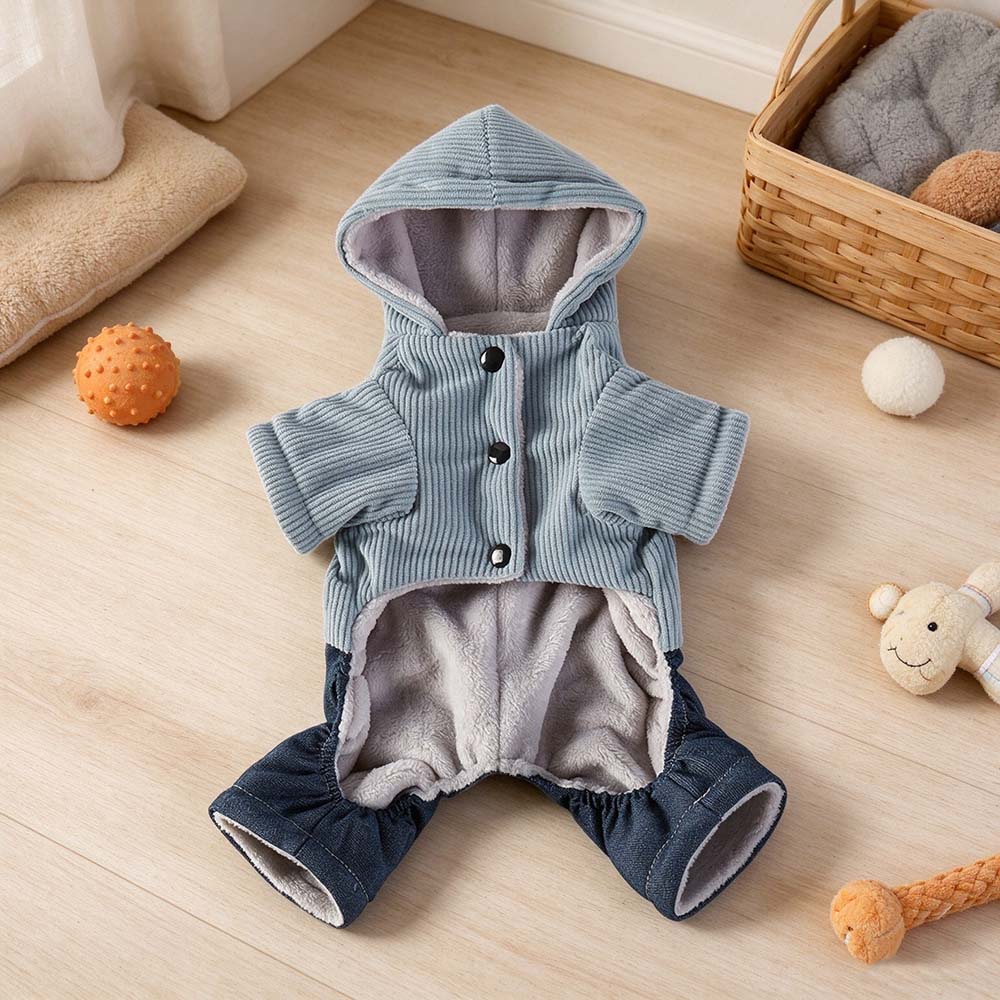 Personalized Embroidered Corduroy Hooded Dog Outfit | BKPet655