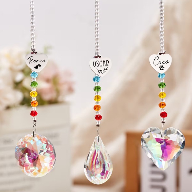 Personalized Pet Memorial Hanging Crystal Prism | BKPet86