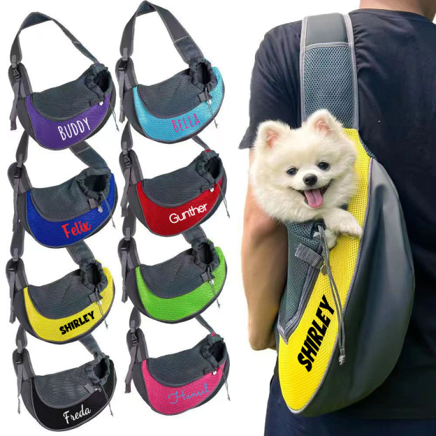 Personalized Hands Free Breathable Mesh Dog Sling Carrier | BKPet189