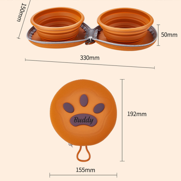 Personalized Collapsible Portable 2-in-1 Food & Water Dish Dog Bowl | BKPet214