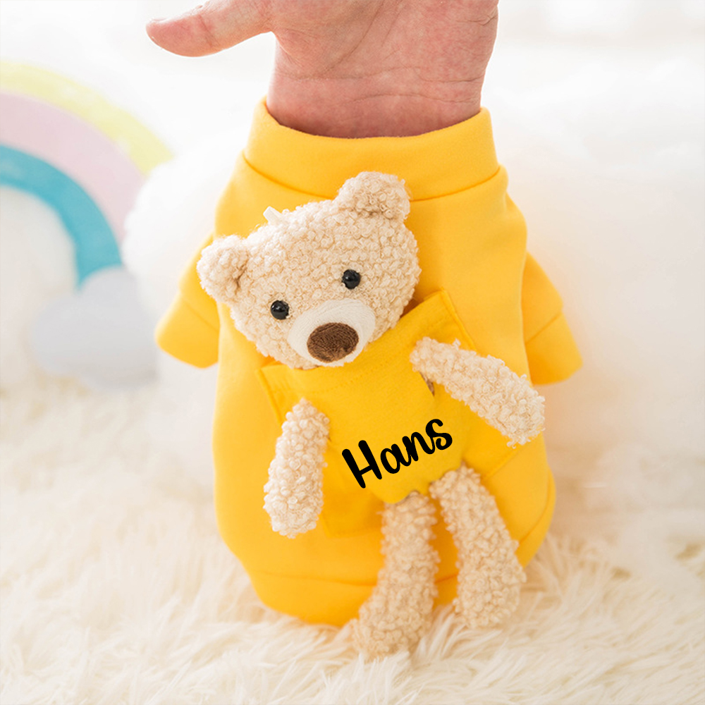 Personalized Pet Lovely Plush Warm Shirt With Bear | BKPet236