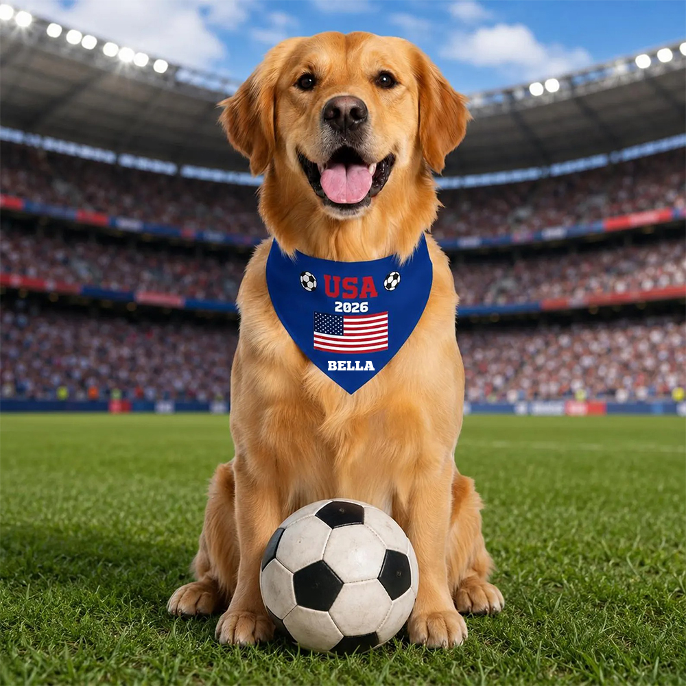 Personalized Soccer Fan Dog Bandana With Owner Matching Shirt | MNCloth218