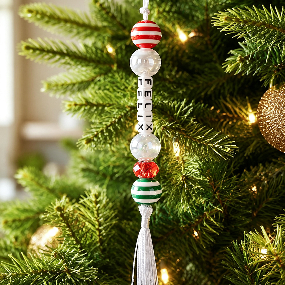 Personalized Beaded Tassel Family Christmas Tree Ornament | MNGift40