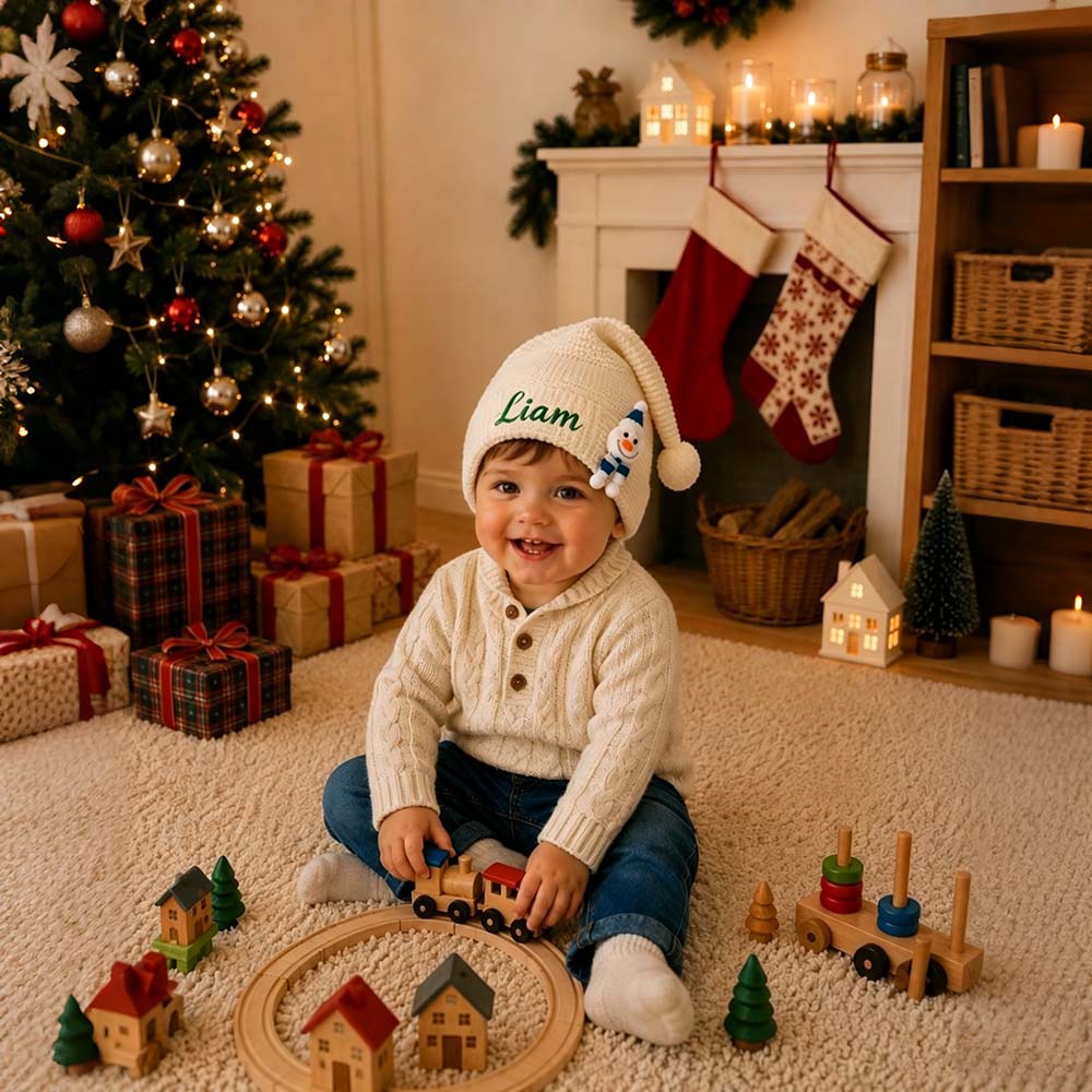 Personalized Embroidered Kids Christmas Knit Santa Hat | MNBaby15
