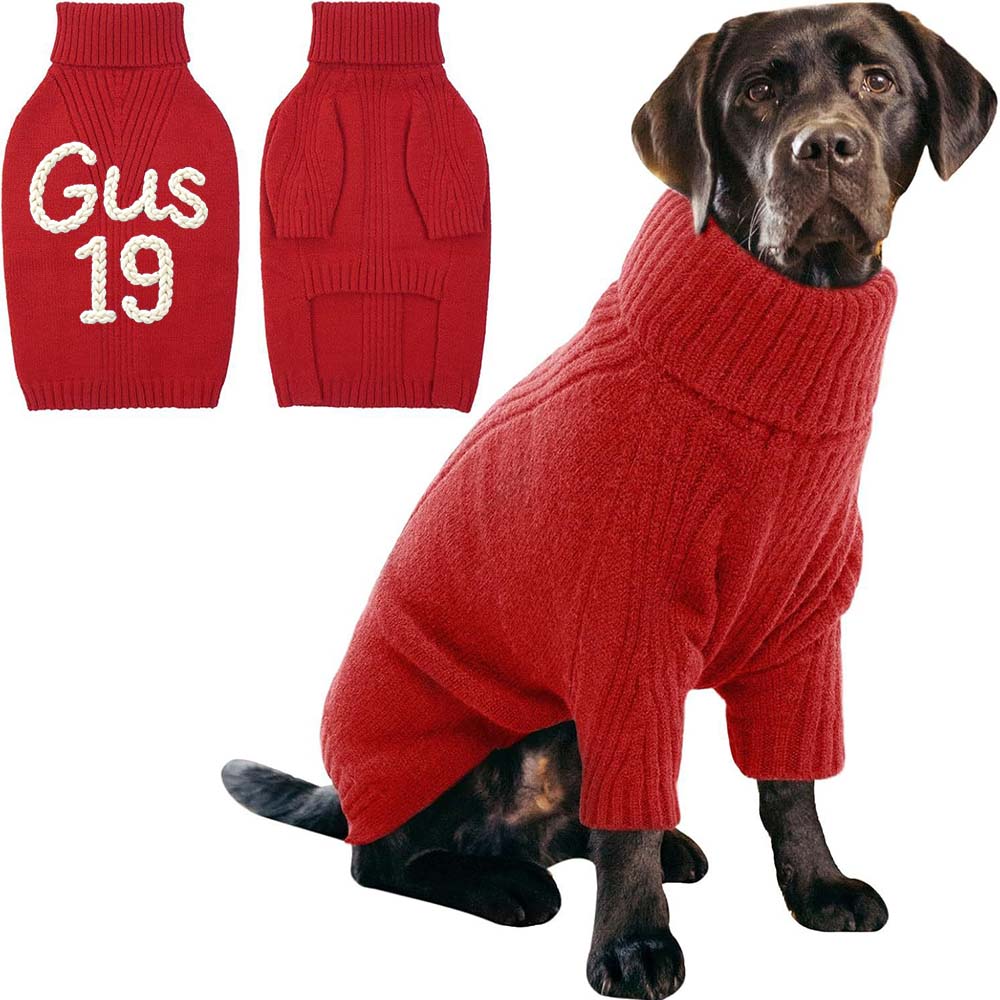 Personalized Hand Embroidery Extra-Warm Pets Large Size Knit Sweater | BKPet591