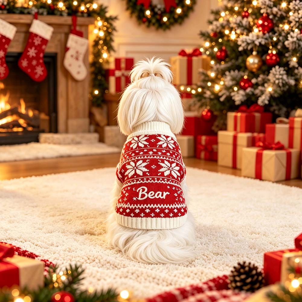 Personalized Embroidered Pets Christmas Knit Sweater | MCGift413
