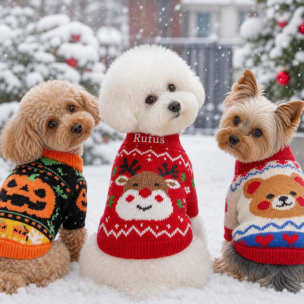 Personalized Embroidered Pets Christmas Cute Knit Sweater | MCGift427