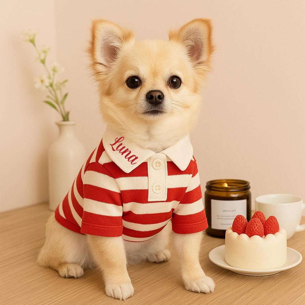 Personalized Pet Striped Polo Shirt | BKPet452