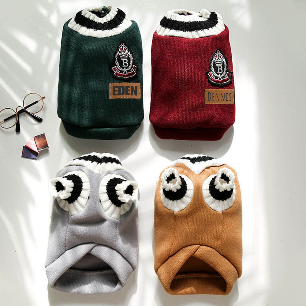 Personalized Leather Patch Pets Sweater | BKPet98