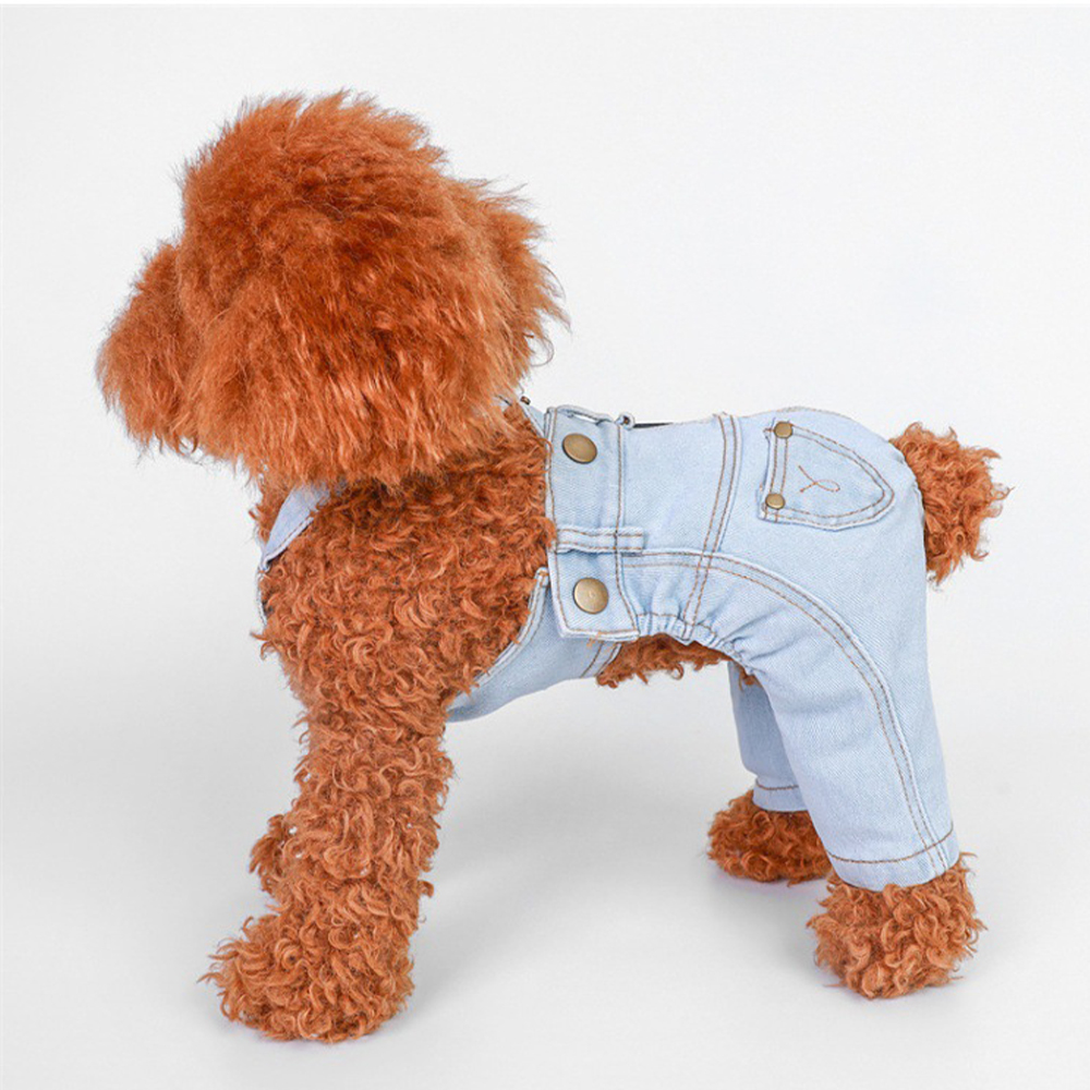Personalized Leather Patch Pets Classic Denim Dungarees | BKPet228