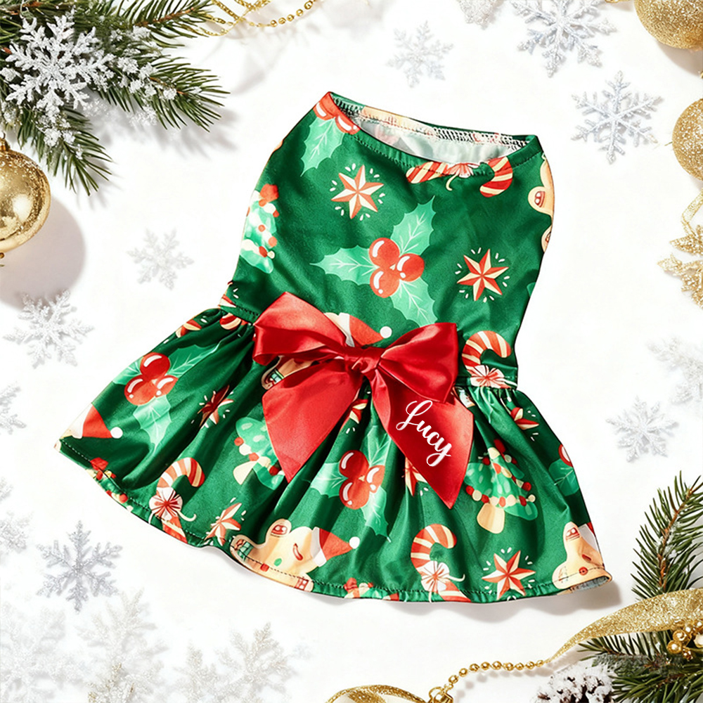 Personalized Pet Large Size Christmas Lovely Bow Dress | MCGift197