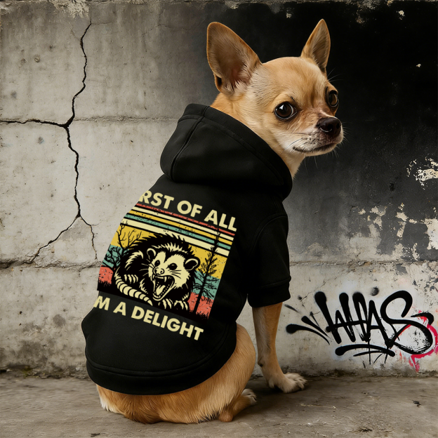 FIRST OF ALL I'M A DELIGHT Puppy Hoodie | BKPet331