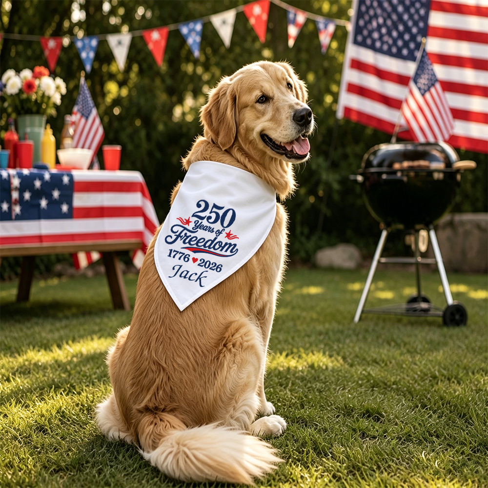 Personalized 250th Anniversary Independence Day Dog Bandana | BKPet508