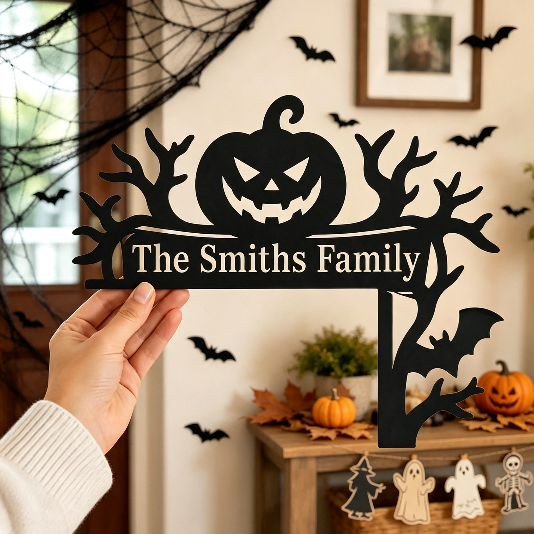 Personalized Halloween Door Corner Decoration Family Name Sign | MNHalloween11