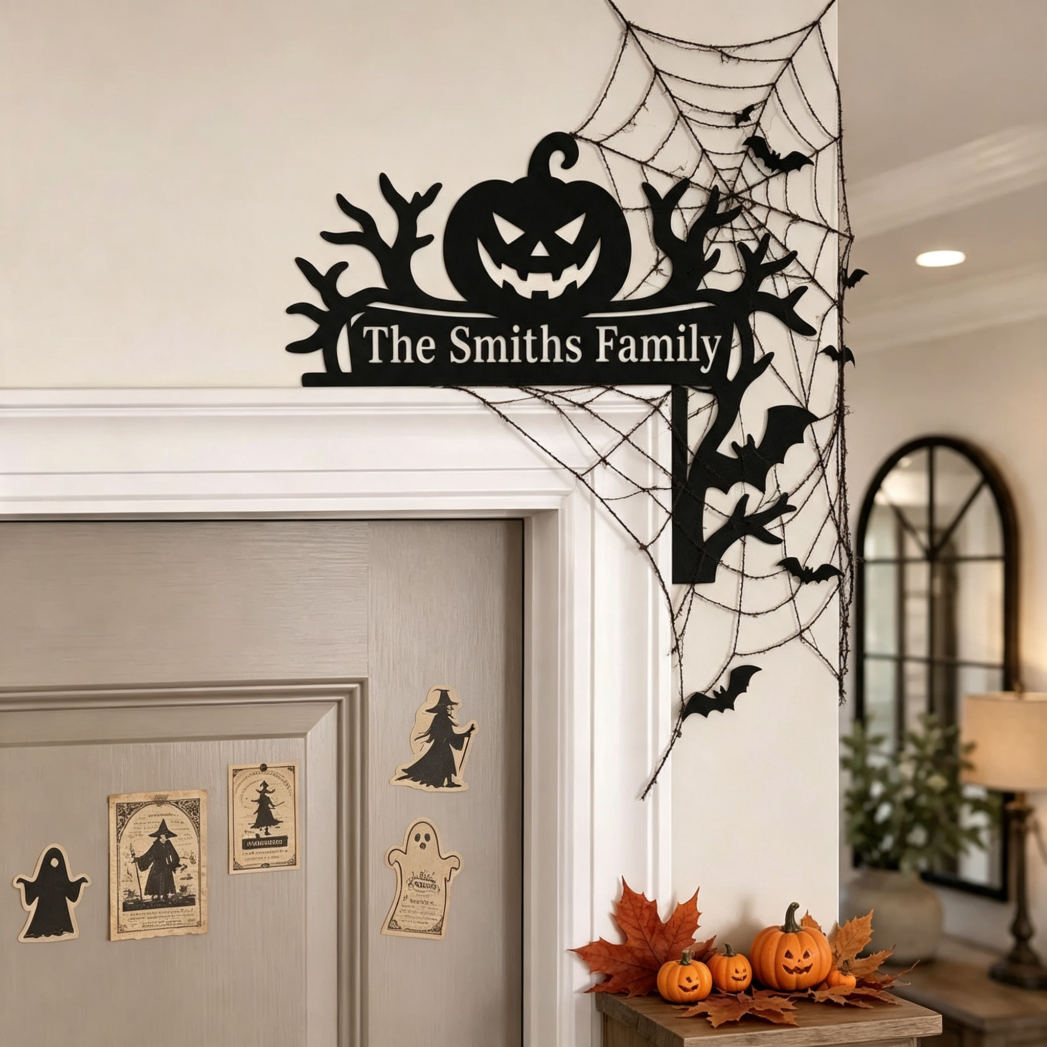 Personalized Halloween Door Corner Decoration Family Name Sign | MNHalloween11