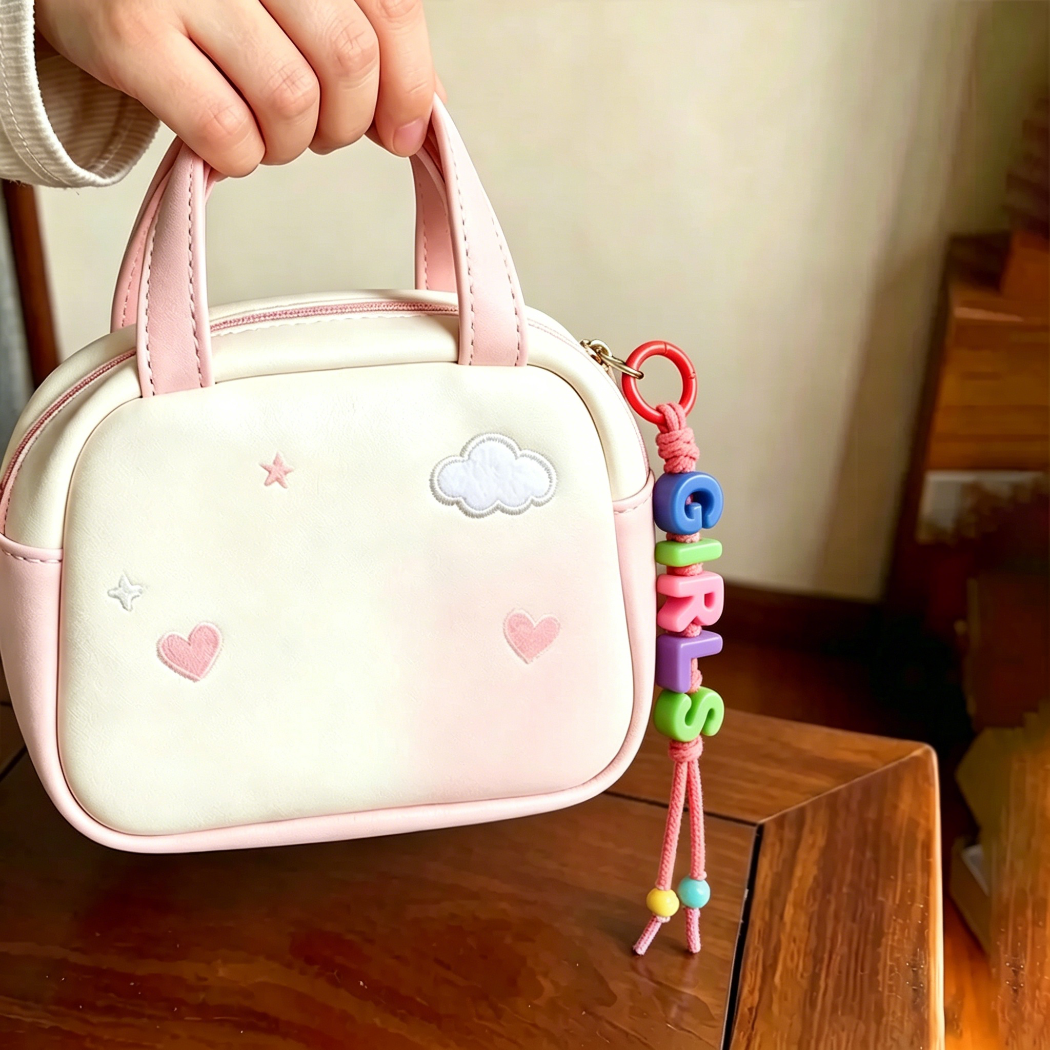 Personalized Rainbow Block Letter Bead Keychain | MNGift03